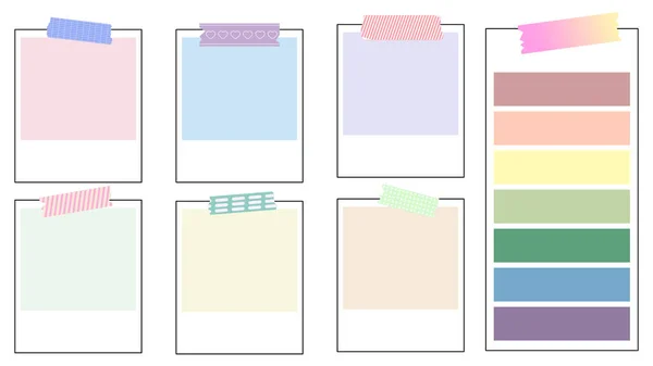 Set Cute Colorful Planner Paper Template Notepad Memo Sticky Note — 图库矢量图片