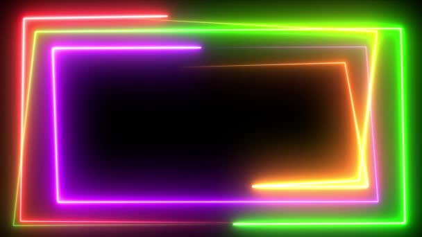 Animation Neon Line Glowing Abstract Glowing Neon Line Frame Pink — 비디오