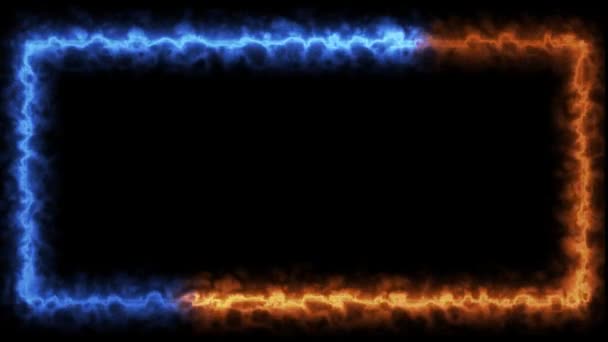 Abstract Loop Animated Orange Blue Fire Flame Smoke Electric Line — Video