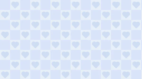 cute pastel blue checkers, gingham, plaid, checkerboard with cute little heart background illustration, perfect for banner, wallpaper, backdrop, postcard, background