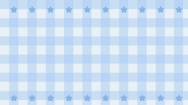 Aesthetic Pastel Blue Star Gingham Checkers Plaid Checkerboard Wallpaper Illustration — 스톡 사진