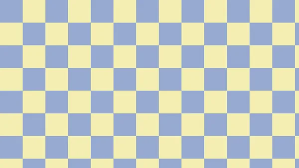 Ästhetische Niedliche Pastellgelb Und Blau Schachbrett Schachbretter Rahmen Hintergrund Illustration — Stockvektor