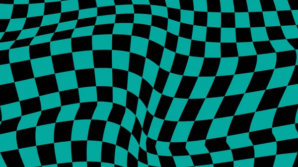 Esthetisch Groen Zwart Vervormde Dambord Checkers Wallpaper Illustratie Perfect Voor — Stockvector
