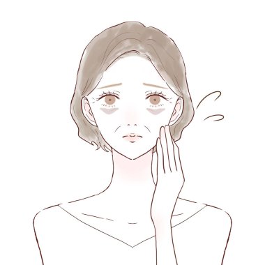 Orta yaşlı kadın, kan dolaşımının kötü olmasından dolayı ayının altında acı çekiyor. Beyaz arkaplanda.