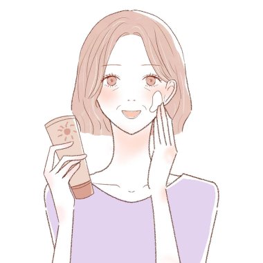 Güneş yanığı olan orta yaşlı bir kadın. Beyaz arkaplanda.