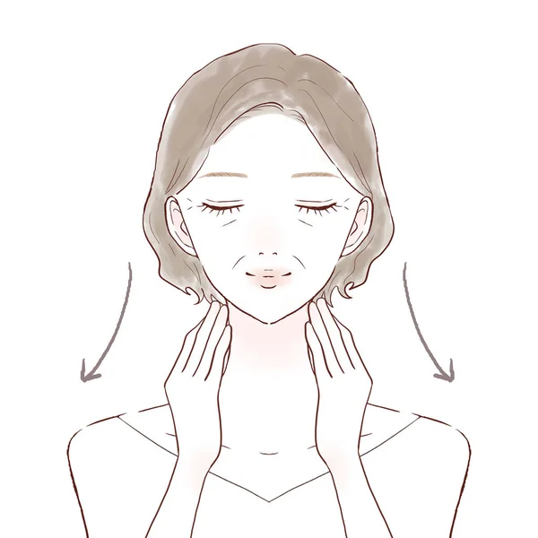 中年妇女按摩脖子 白色背景 — 图库矢量图片