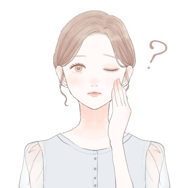 Şüpheleri olan bir kadın. Beyaz bir arka planda. Hoş ve basit bir sanat tarzı..