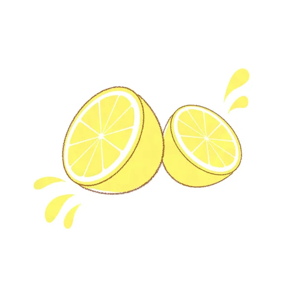 Citron Frais Coupé Tranches Style Art Mignon Simple Sur Fond — Image vectorielle