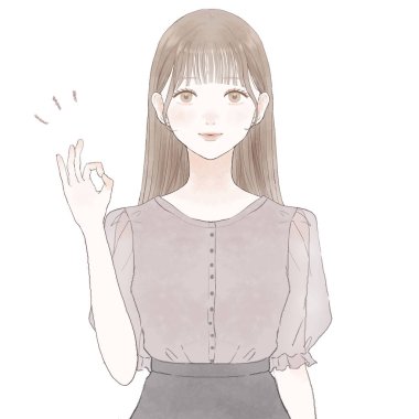 Tamam işareti olan bir kadın. Beyaz arkaplanda.