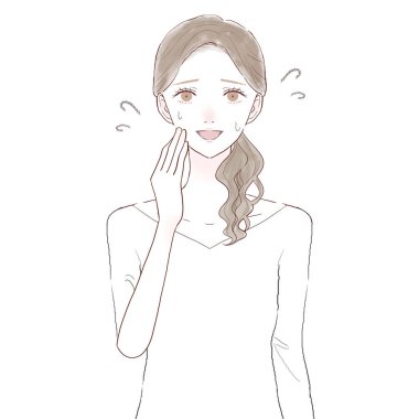 Kadın kibarca gülüyor. Beyaz arkaplanda.