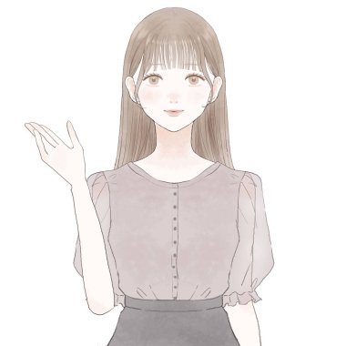 Rehberlik eden kadın. Beyaz arkaplanda.