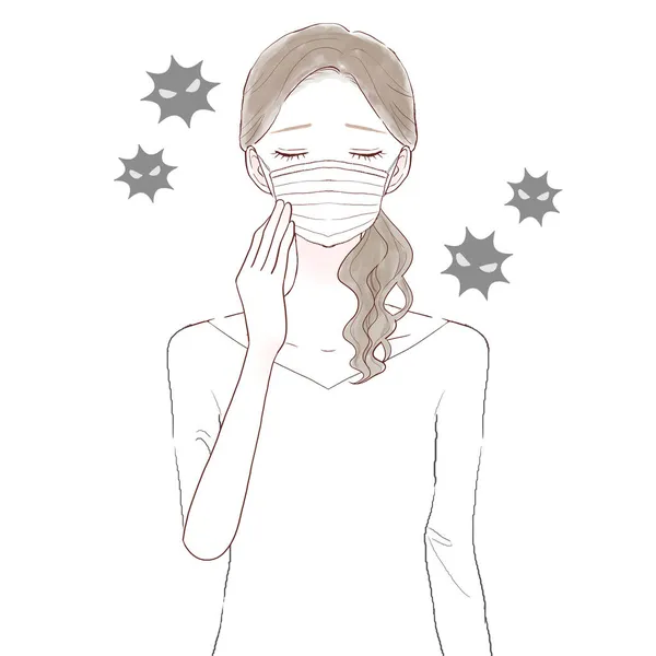 Woman Suffering Cold Corona Influenza White Background — Stock Vector