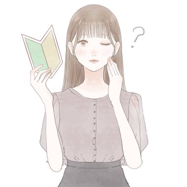 Acemi kadının şüpheleri var. Beyaz arkaplanda.