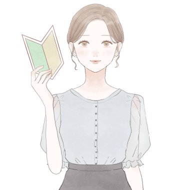 Acemi damgalı bir kadın. Beyaz arkaplanda.