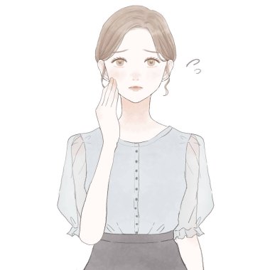 Cilt bakımına ihtiyacı olan bir kadın. Beyaz arkaplanda.