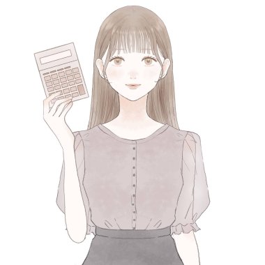 Hesap makinesi tutan kadın. Beyaz arkaplanda.