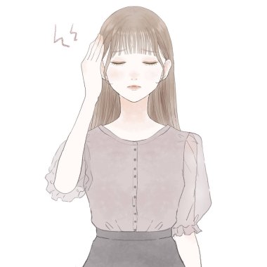 Baş ağrısı çeken bir kadın. Beyaz arkaplanda.