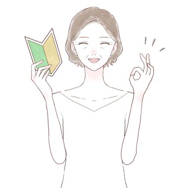 Orta yaşlı bir kadının elinde başlangıç işareti ve 