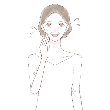 Orta yaşlı bir kadın kibarca gülüyor. Beyaz arkaplanda.