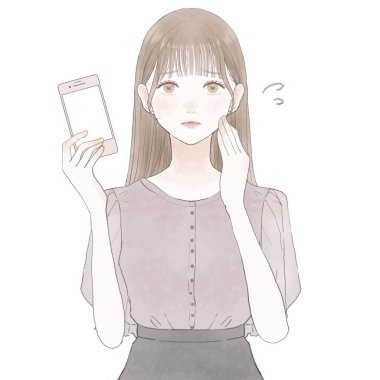 Akıllı telefona ihtiyacı olan bir kadın. Beyaz arkaplanda.