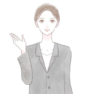 Rehber kıyafetli bir kadın. Beyaz arkaplanda.