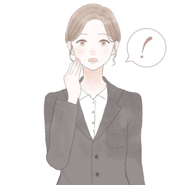 Şaşırmış takım elbiseli kadın. Beyaz arkaplanda.