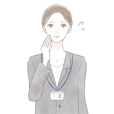 Sorunlu takım elbiseli kadın. Beyaz arkaplanda.