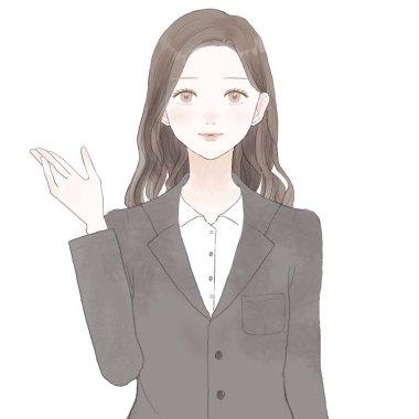 Rehber kıyafetli bir kadın. Beyaz arkaplanda.