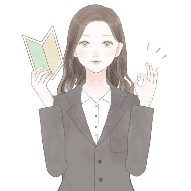 Takım elbiseli kadın başlangıç işareti taşıyor ve 