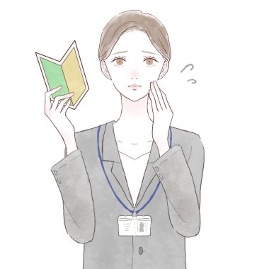 Takım elbiseli bir kadın, başlangıç işareti taşıyor. Beyaz arkaplanda.