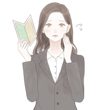 Takım elbiseli bir kadın, başlangıç işareti taşıyor. Beyaz arkaplanda.