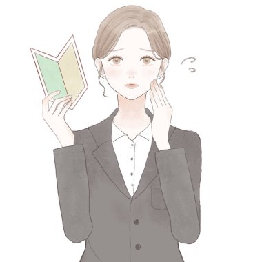 Takım elbiseli bir kadın, başlangıç işareti taşıyor. Beyaz arkaplanda.