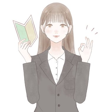 Takım elbiseli kadın başlangıç işareti taşıyor ve 