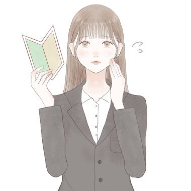 Takım elbiseli bir kadın, başlangıç işareti taşıyor. Beyaz arkaplanda.