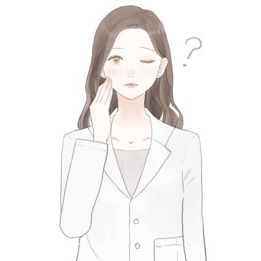 Kadın doktorun şüpheleri var. Beyaz arkaplanda.