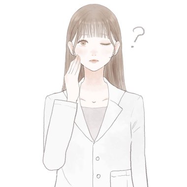 Kadın doktorun şüpheleri var. Beyaz arkaplanda.