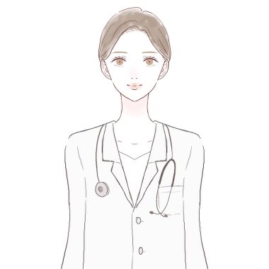 Kadın doktorların önü ve çöküşü. Beyaz arkaplanda.