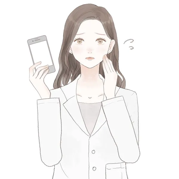 Female Doctor Smartphone White Background — Stock Vector