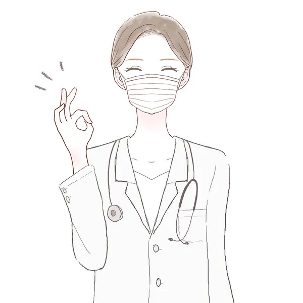 Kvinnlig Läkare Bär Icke Vävd Mask Med Ett Tecken Vit — Stock vektor