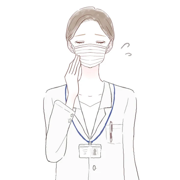 Γυναίκα Γιατρός Ανάγκη Φορώντας Υφασμένη Μάσκα Λευκό Φόντο — Διανυσματικό Αρχείο