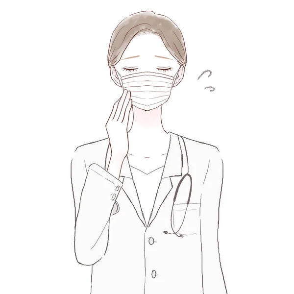 Kvinnlig Läkare Behov Att Bära Bondad Mask Vit Bakgrund — Stock vektor
