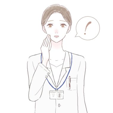 Şaşırmış kadın doktor. Beyaz arkaplanda.