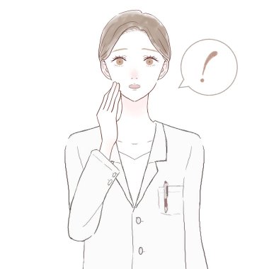 Şaşırmış kadın doktor. Beyaz arkaplanda.