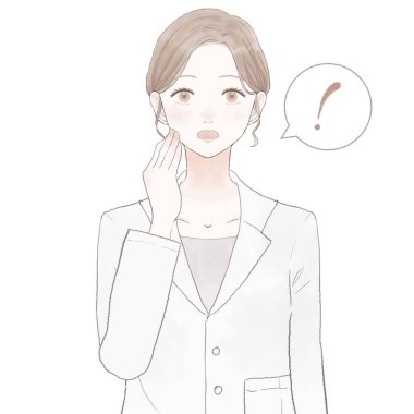 Şaşırmış kadın doktor. Beyaz arkaplanda.