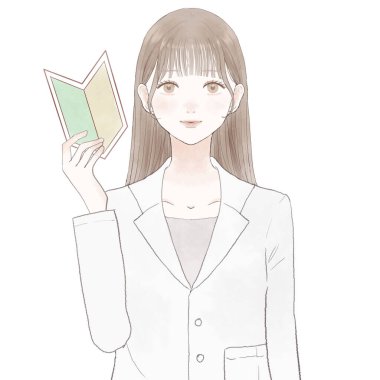 Kadın doktor başlangıç işareti taşıyor. Beyaz arkaplanda.