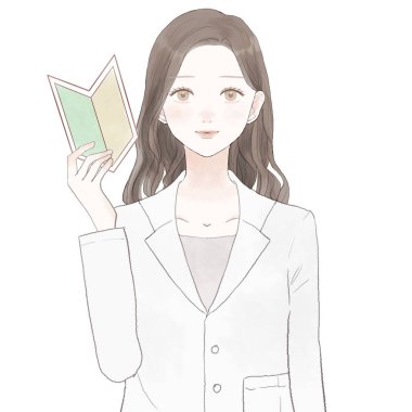 Kadın doktor başlangıç işareti taşıyor. Beyaz arkaplanda.