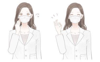 Dokumasız maske takan bir grup kadın doktor..