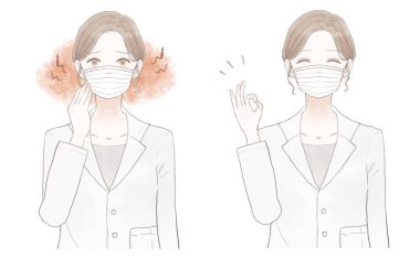 Maske taktığı için sürtünme ve iltihap geçiren kadın doktorlardan önce ve sonra..