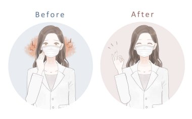 Maske taktığı için sürtünme ve iltihap geçiren kadın doktorlardan önce ve sonra..