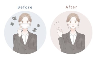 Virüs bulaşmış bir kadından önce ve sonra..